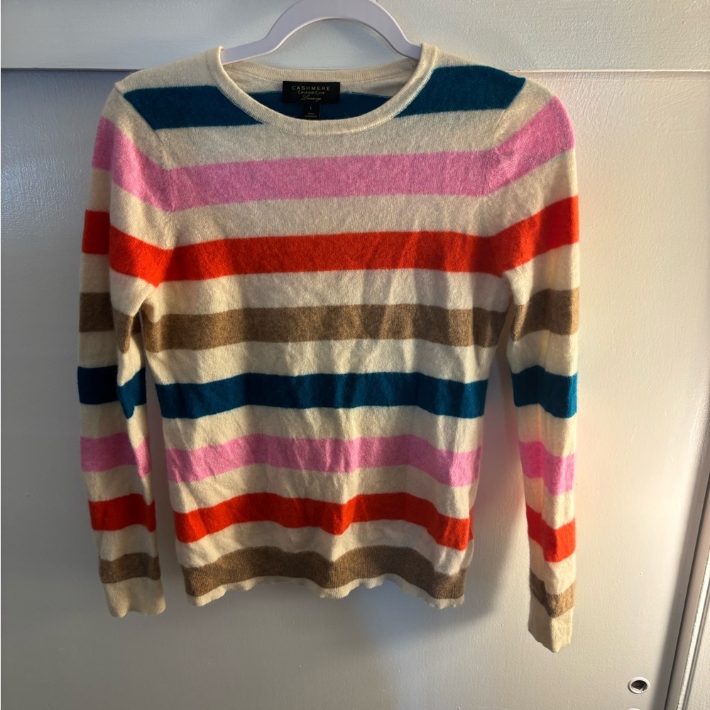 Charter Club 100% Cashmere Multicolor Striped Sweater size Large